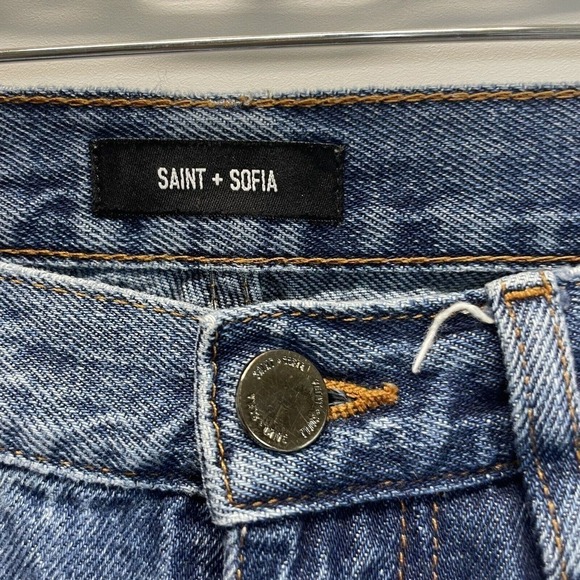 Saint & Sofia Jeans Size 26 Wide Straight Leg Hight Waist Denim Blue Medium Wash - Picture 3 of 9